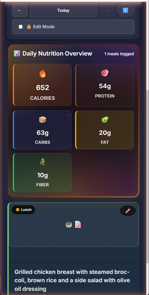 Personalised nutrition insights and macro breakdown