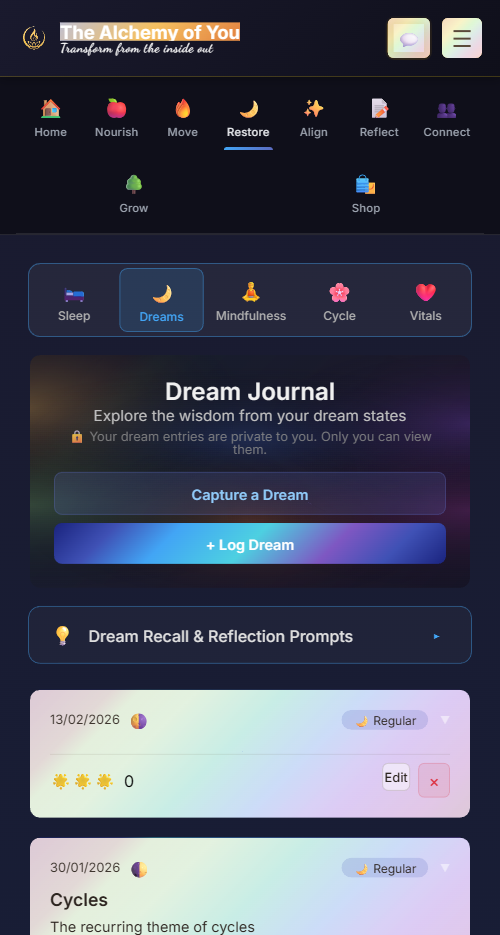 Dream journal with reflection prompts